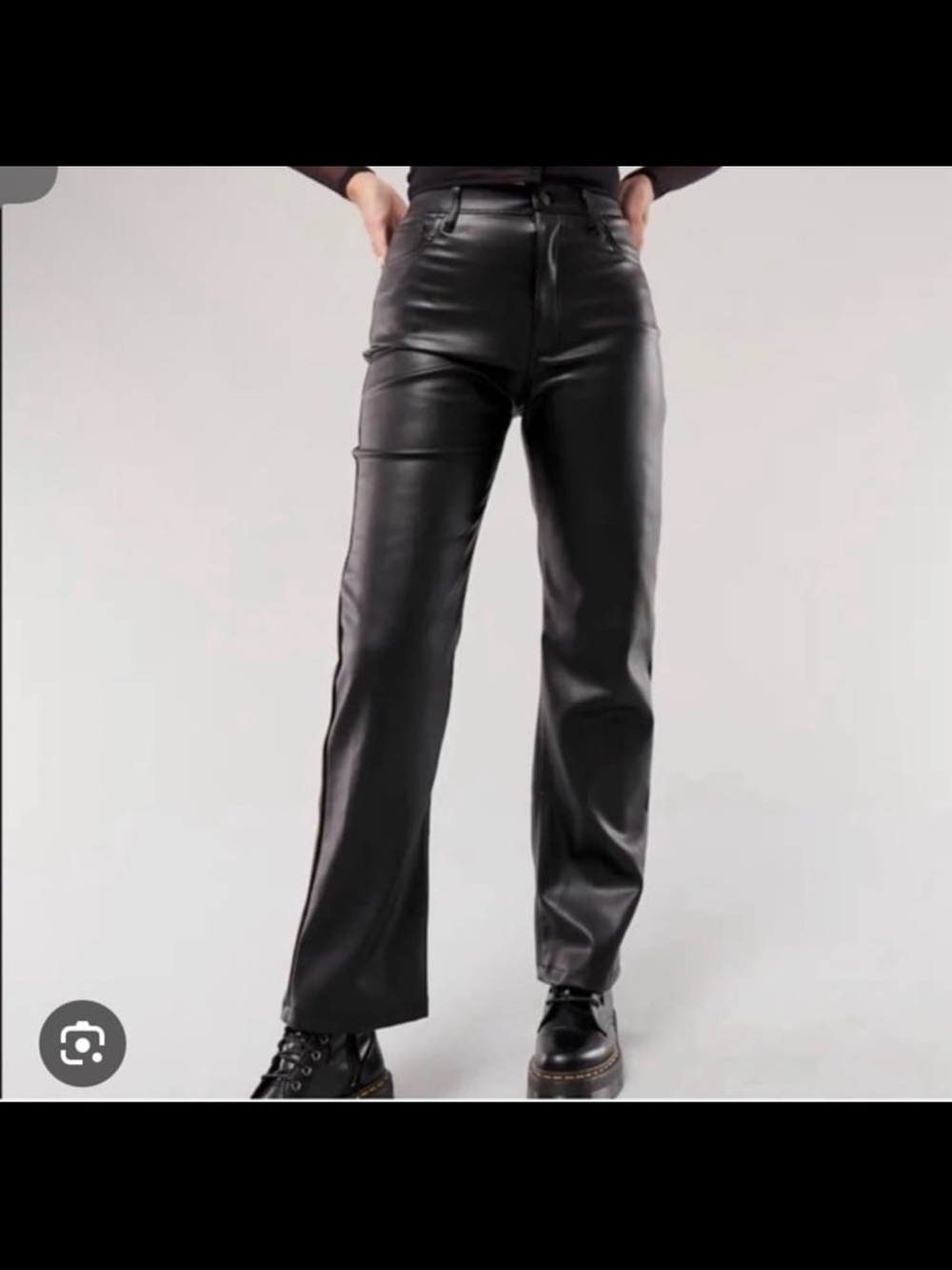 Hollister Black Faux Leather Straight-Leg Pants